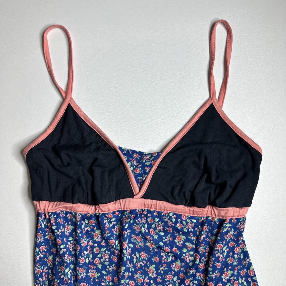 Y2K ISO Babydoll Cami Top S EU Floral Navy Pink Balletcore Coquette Lingerie - Picture 6 of 11